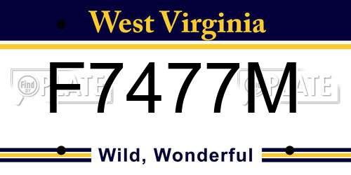 F7477M West Virginia License Plate
