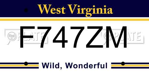 F747ZM West Virginia License Plate