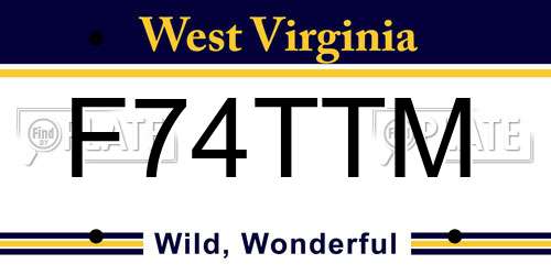 F74TTM West Virginia License Plate