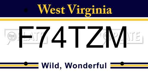 F74TZM West Virginia License Plate