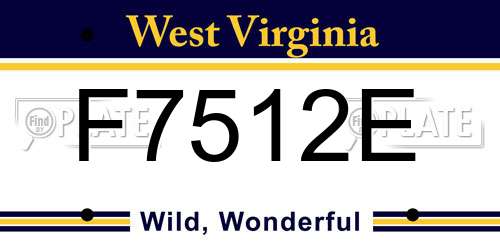 F7512E West Virginia License Plate