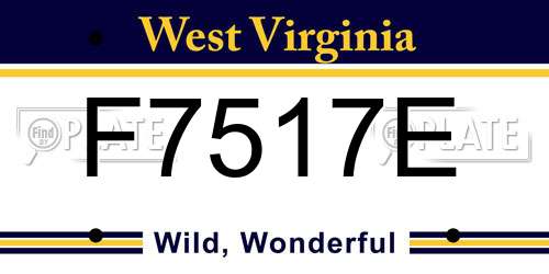 F7517E West Virginia License Plate