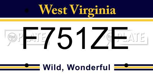 F751ZE West Virginia License Plate