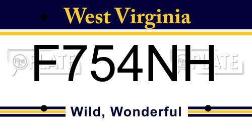 F754NH West Virginia License Plate