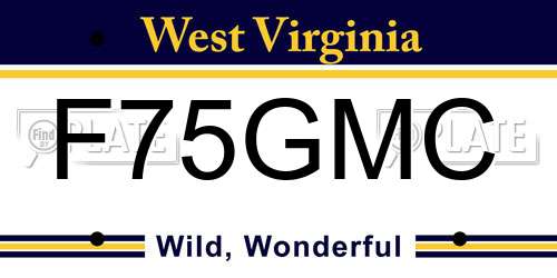 F75GMC West Virginia License Plate