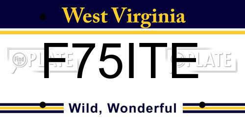 F75ITE West Virginia License Plate