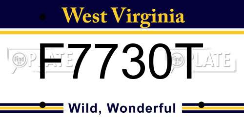 F7730T West Virginia License Plate