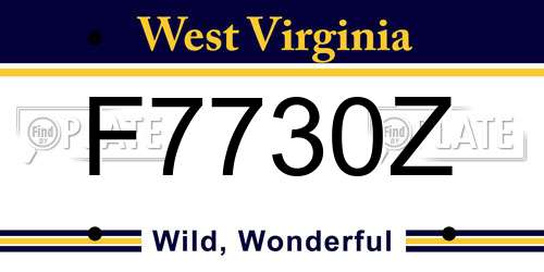 F7730Z West Virginia License Plate