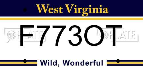 F773OT West Virginia License Plate