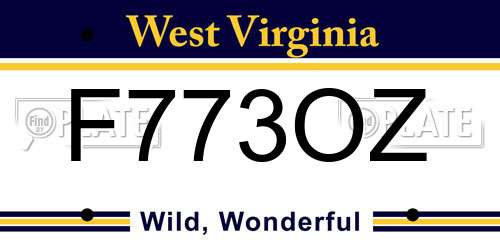 F773OZ West Virginia License Plate