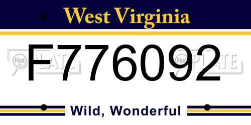 F776092 West Virginia License Plate