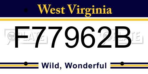 F77962B West Virginia License Plate