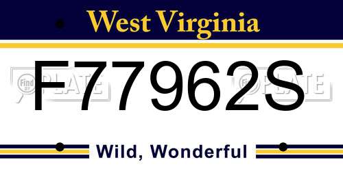F77962S West Virginia License Plate