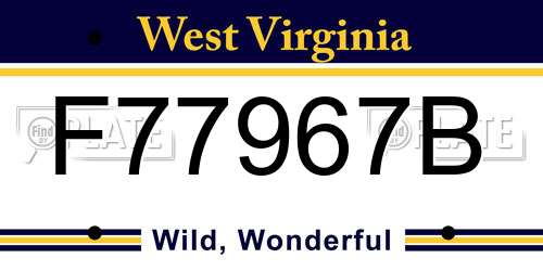 F77967B West Virginia License Plate