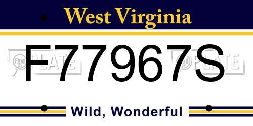 F77967S West Virginia License Plate