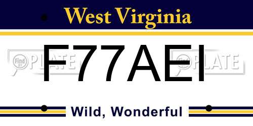 F77AEI West Virginia License Plate
