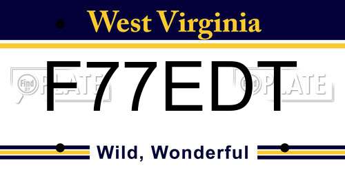 F77EDT West Virginia License Plate