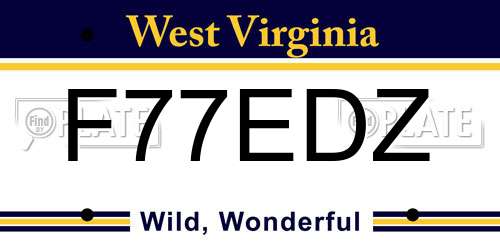 F77EDZ West Virginia License Plate