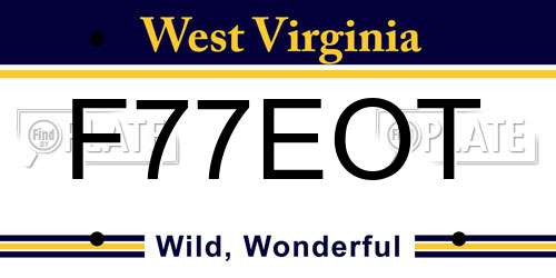 F77EOT West Virginia License Plate