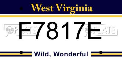 F7817E West Virginia License Plate