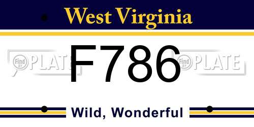 F786 West Virginia License Plate