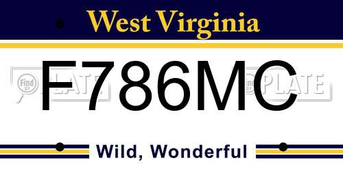 F786MC West Virginia License Plate