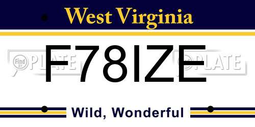 F78IZE West Virginia License Plate