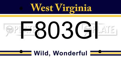 F803GI West Virginia License Plate