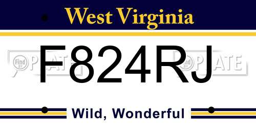 F824RJ West Virginia License Plate