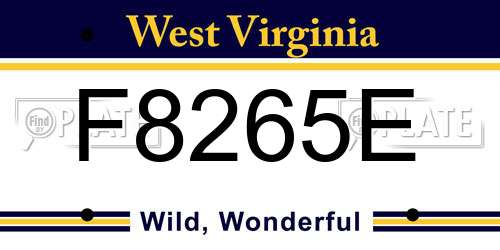 F8265E West Virginia License Plate