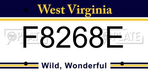 F8268E West Virginia License Plate
