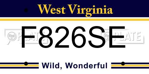 F826SE West Virginia License Plate
