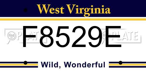 F8529E West Virginia License Plate