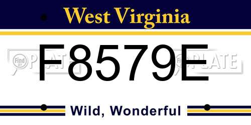 F8579E West Virginia License Plate