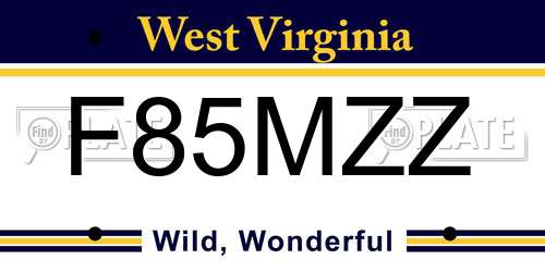 F85MZZ West Virginia License Plate