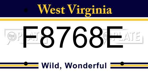 F8768E West Virginia License Plate