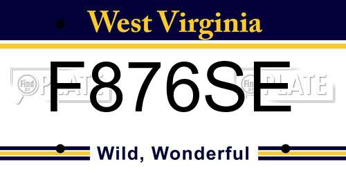 F876SE West Virginia License Plate
