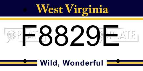 F8829E West Virginia License Plate