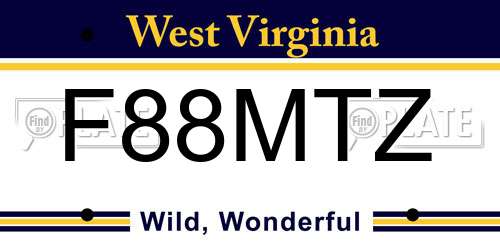 F88MTZ West Virginia License Plate
