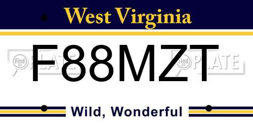 F88MZT West Virginia License Plate