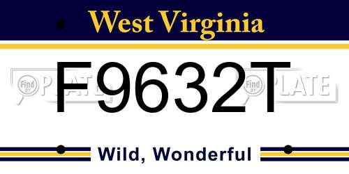 F9632T West Virginia License Plate