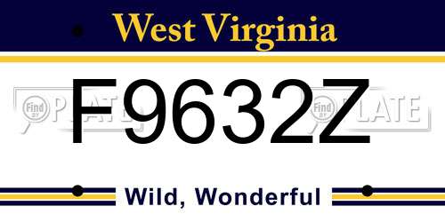 F9632Z West Virginia License Plate