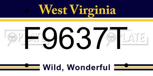 F9637T West Virginia License Plate