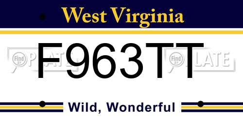 F963TT West Virginia License Plate