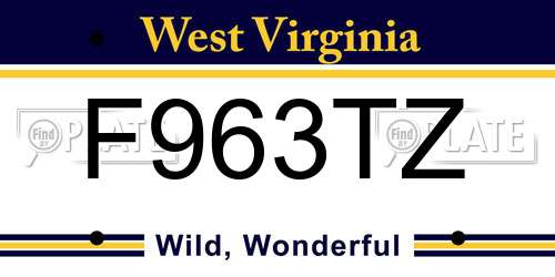 F963TZ West Virginia License Plate
