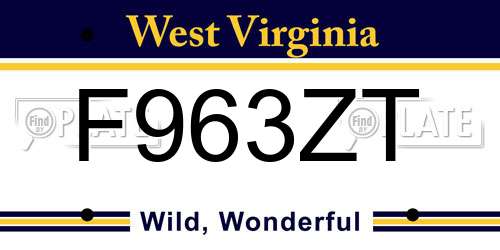 F963ZT West Virginia License Plate