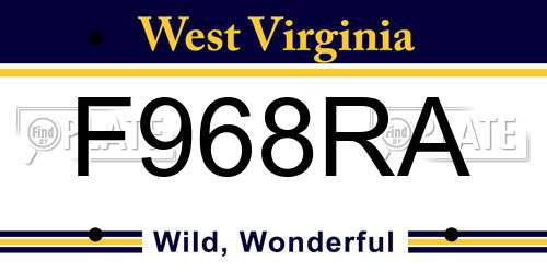 F968RA West Virginia License Plate