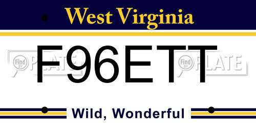 F96ETT West Virginia License Plate
