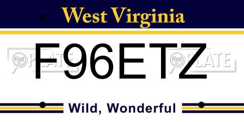 F96ETZ West Virginia License Plate