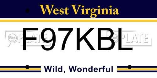 F97KBL West Virginia License Plate